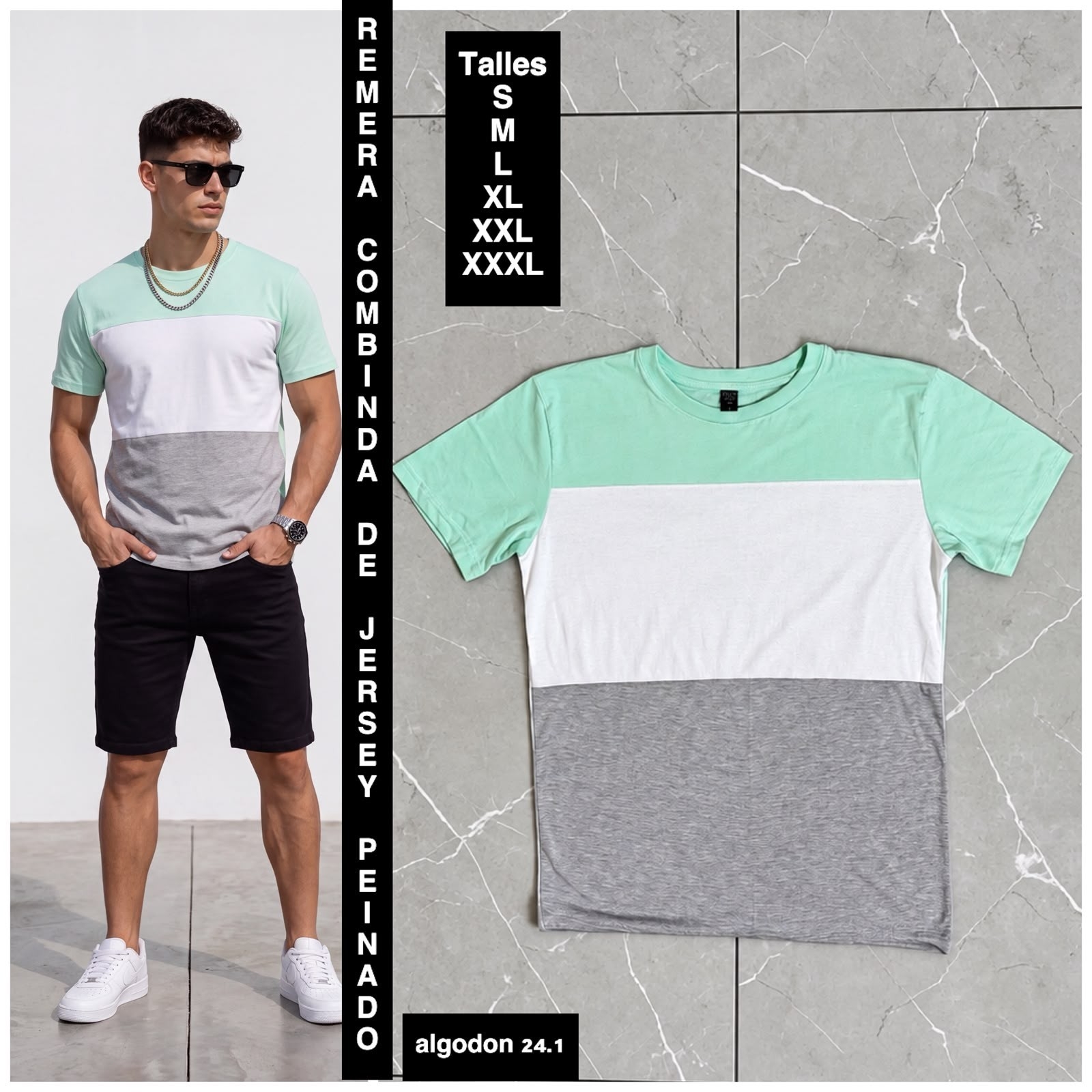 Remera Combinada  de Jersey Peinado Algodon  24.1 - Imagen 6