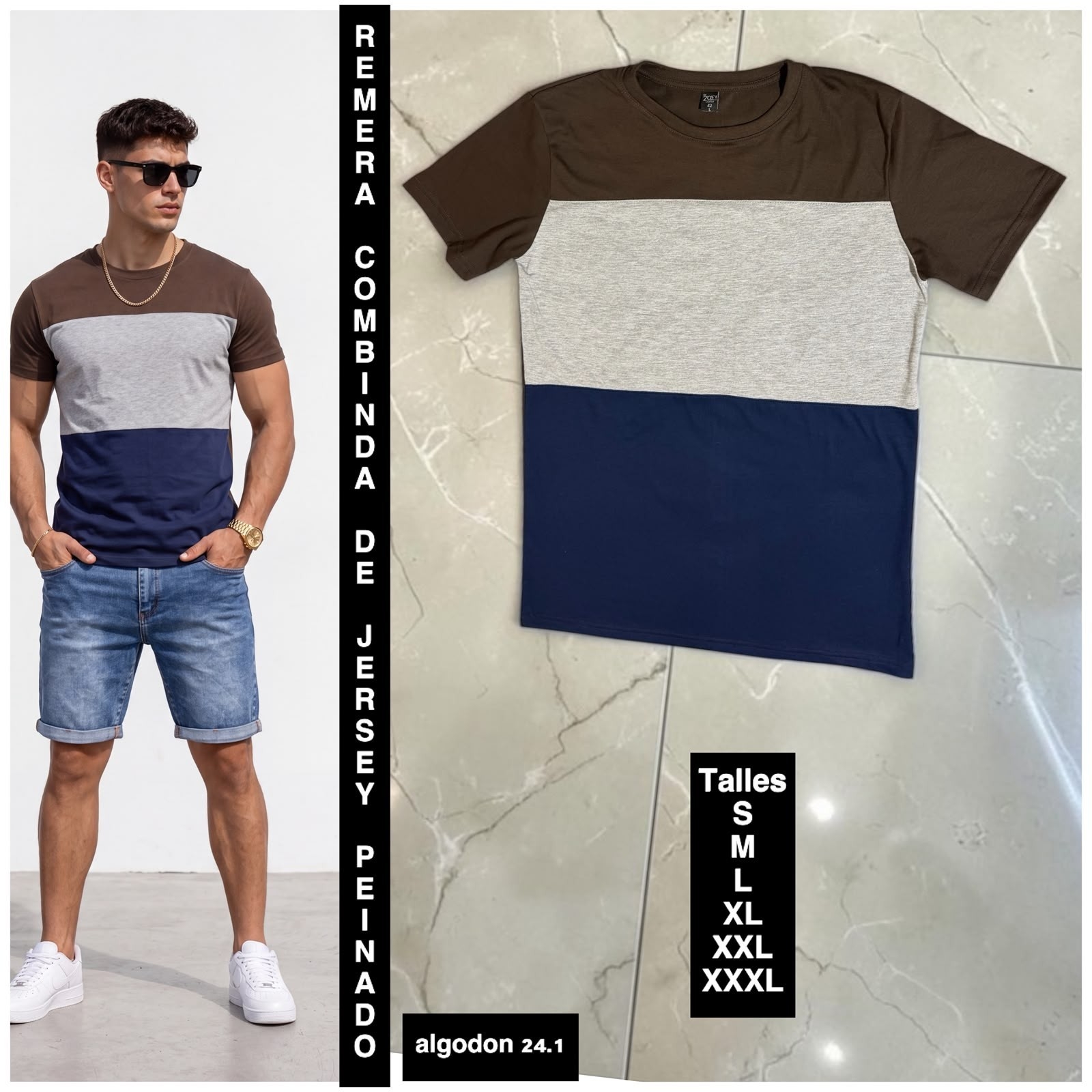 Remera Combinada  de Jersey Peinado Algodon  24.1 - Imagen 3