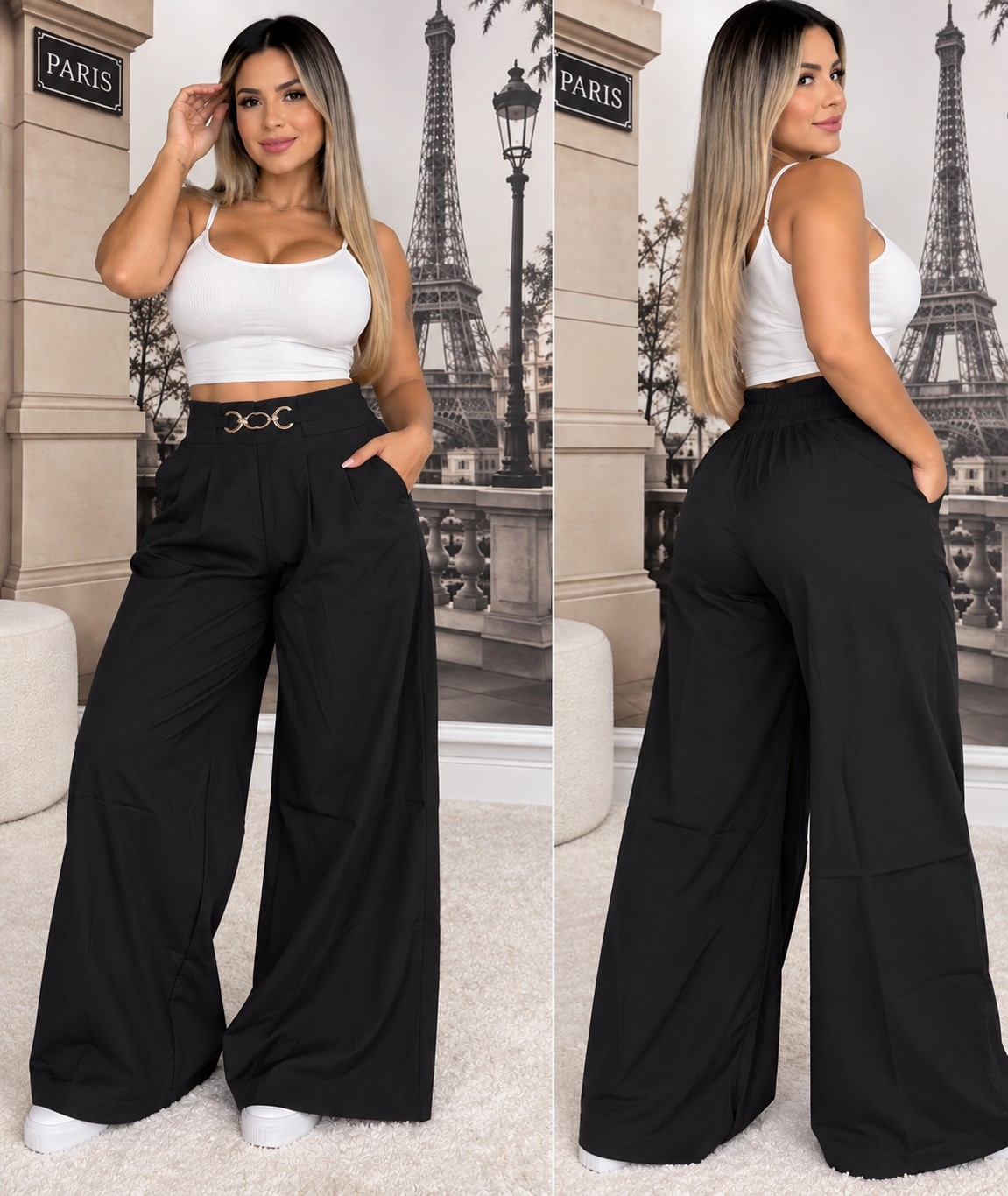 Palazo Sastrero Crep Excelente Calidad Talles M/l/xl/xxl/3xl/4xl/5xl - Imagen 2
