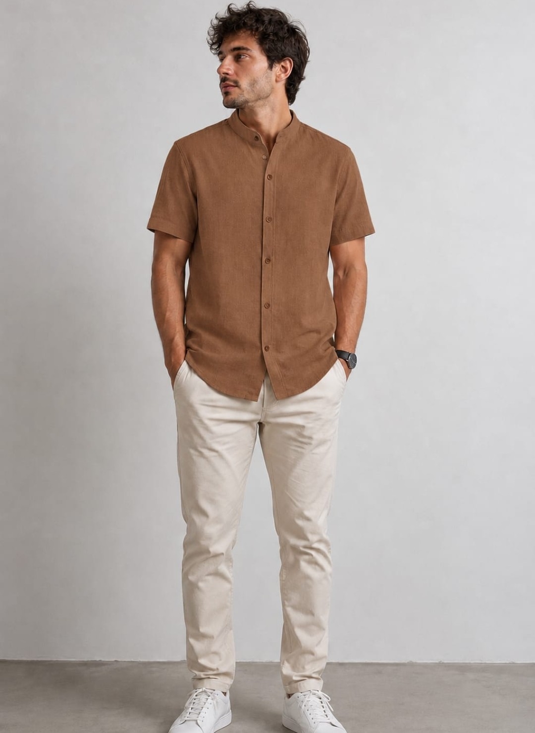 Camisa Lino Cuello Mao - Imagen 2