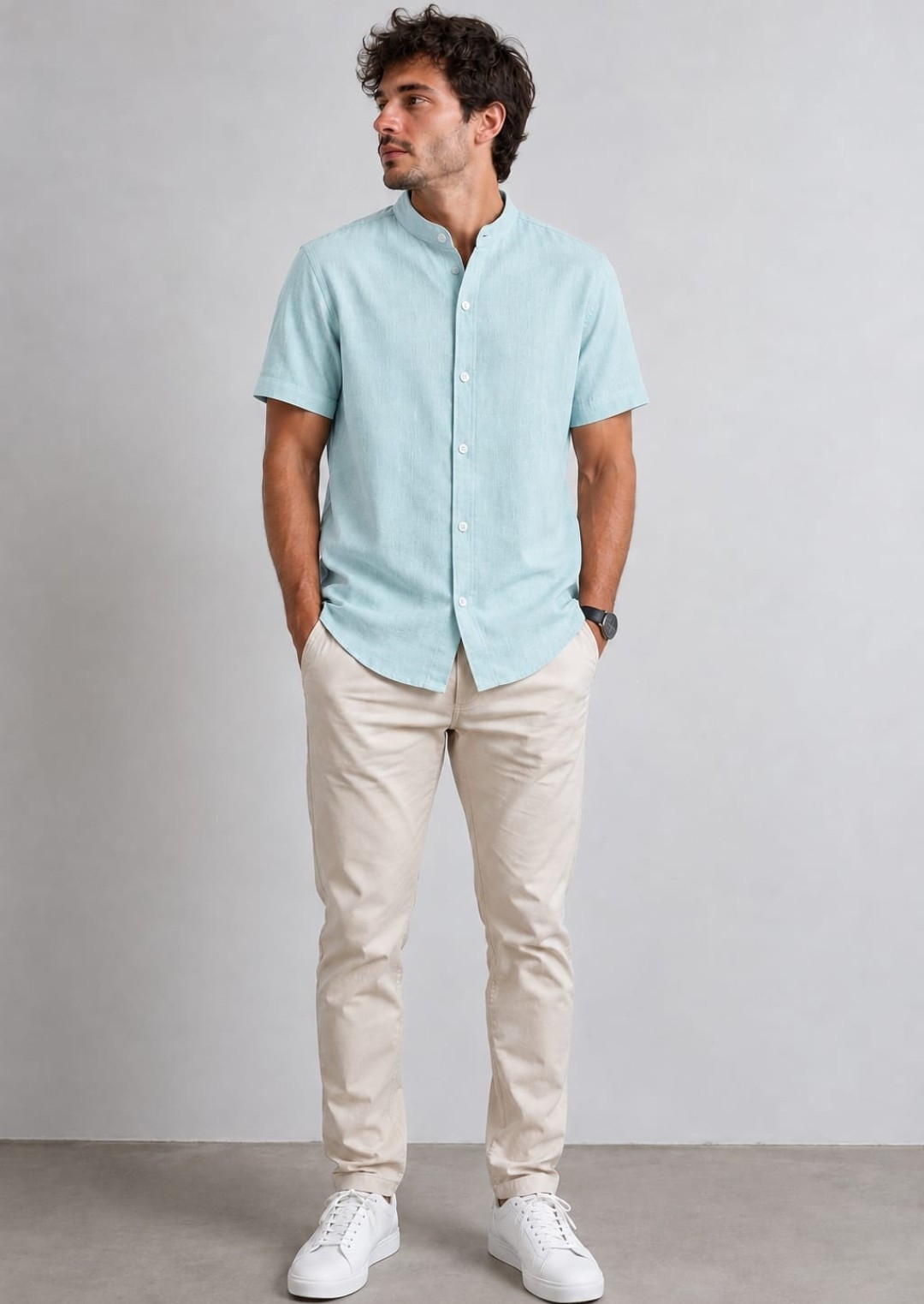 Camisa Lino Cuello Mao - Imagen 2
