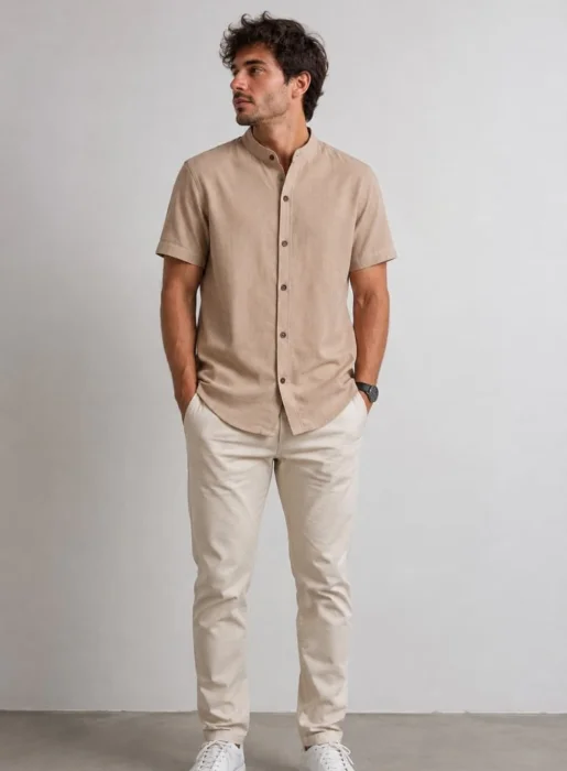 Camisas Lino Cuello Mao