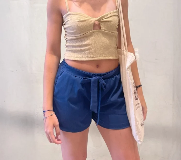 Short Simil Lino con Lazo