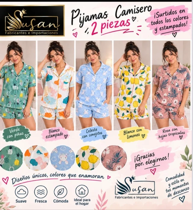 Pijamas Camiseros de 2 Piezas
