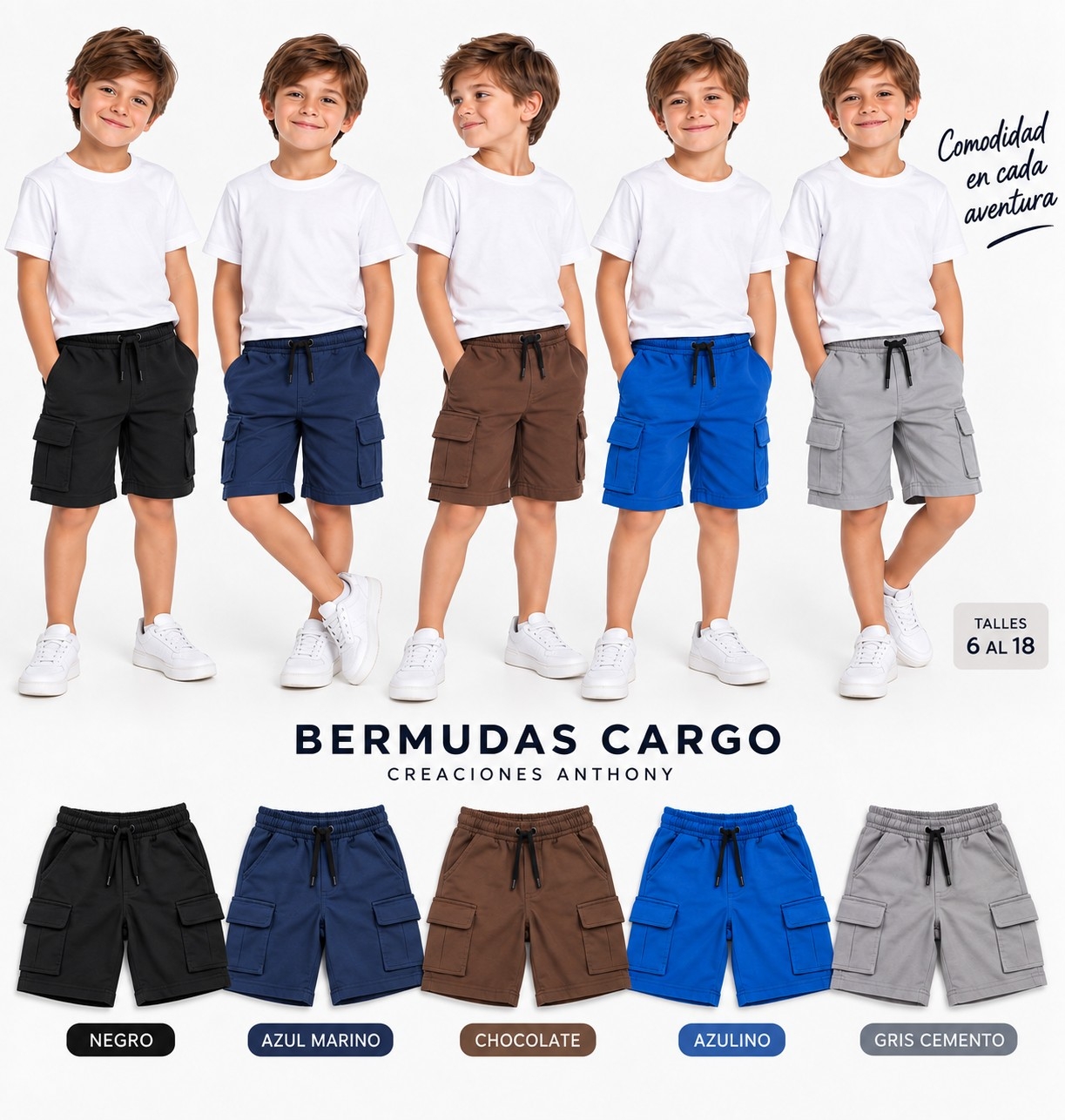 Bermudas Cargo Rústico de Niño - Imagen 2