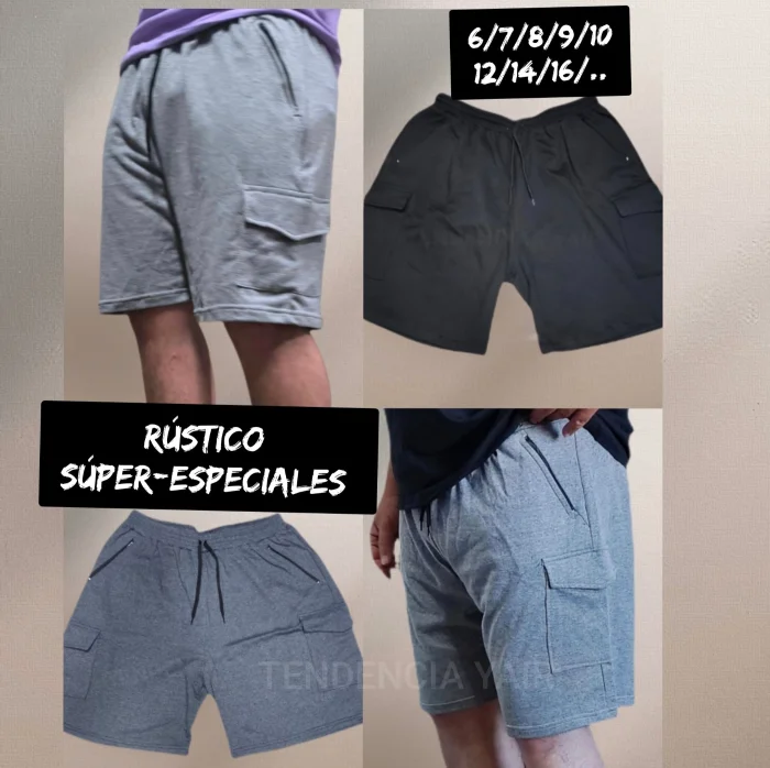 Rústico Shorts Cargo Súper -especiales..bolsillos con Cierre
