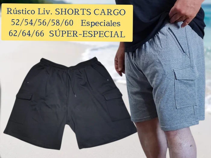 Rústico Shorts Cargo Súper -especiales..bolsillos con Cierre