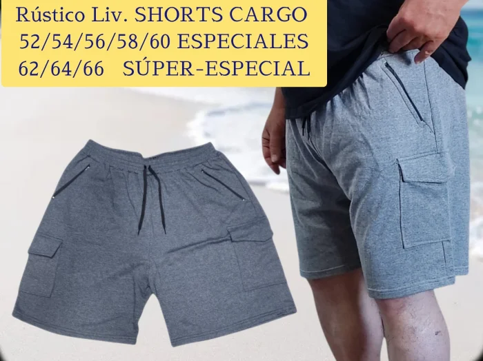 Súper-especiales Shorts Cargo Rústico .. Bolsillos con Cierre