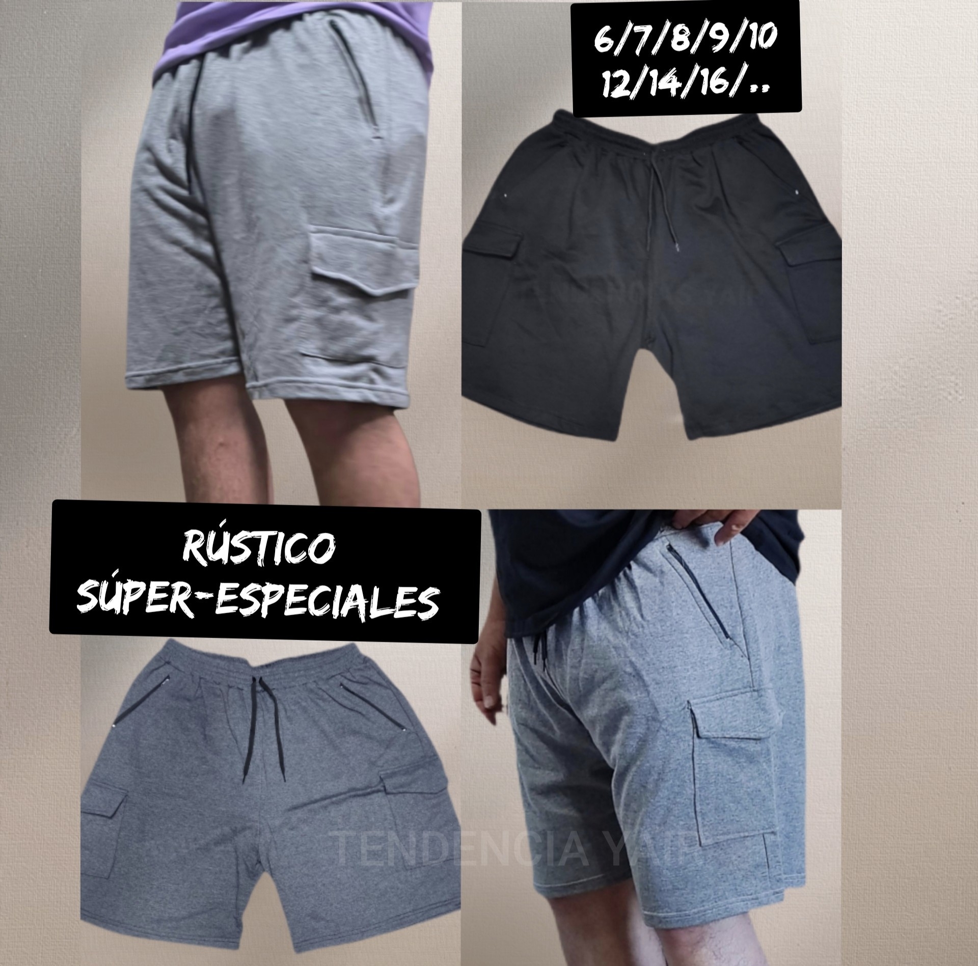Súper-especiales Shorts Cargo Rústico .. Bolsillos con Cierre - Imagen 3