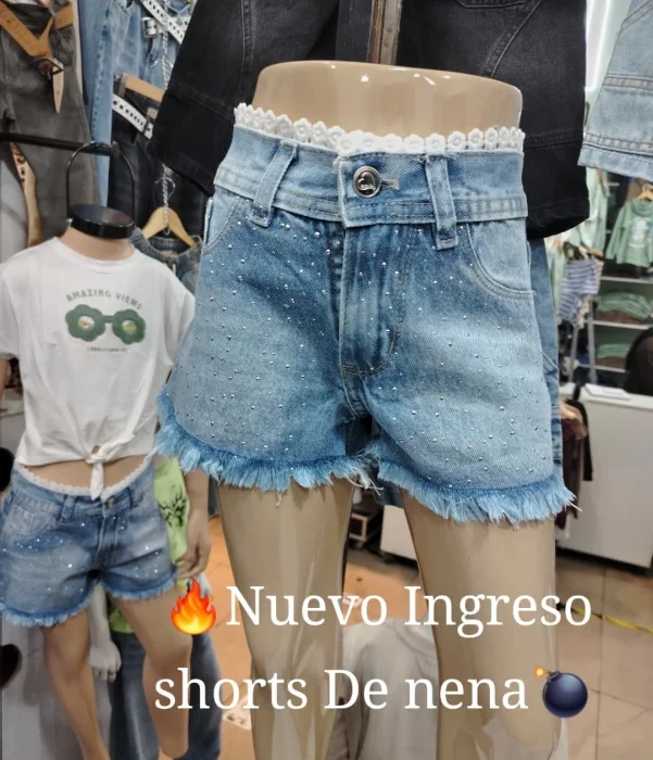 Shorts de Jeans con Straps