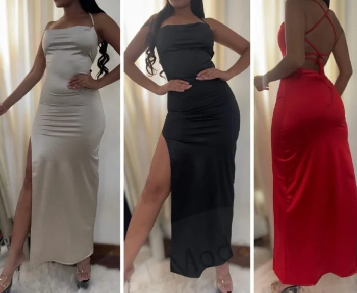 Vestidos Largoa de Saten Elástizado Talles 2 y 4