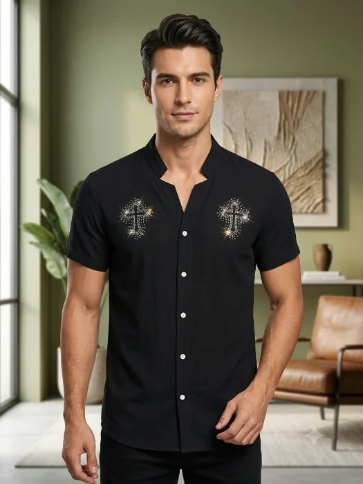 Camisa Lino Cey Strass