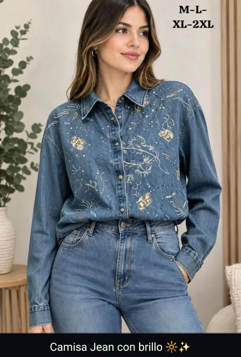 Camisa Jeans con Canutillos