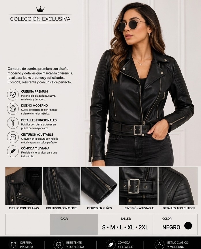 Chaqueta Ecocuero Importado - Imagen 2