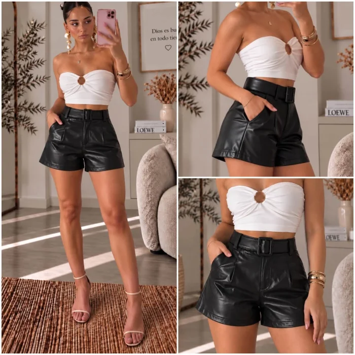 Short Engomado con Cinto