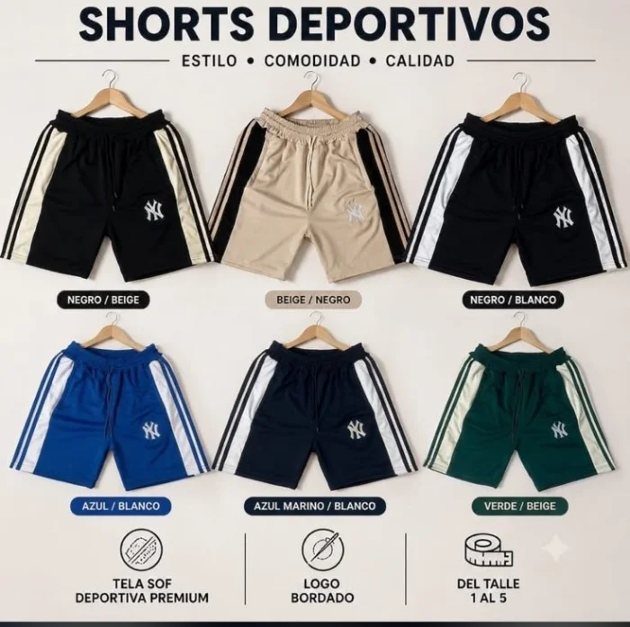 Shorts Nueva York Bordado Bolsillos con Cierre