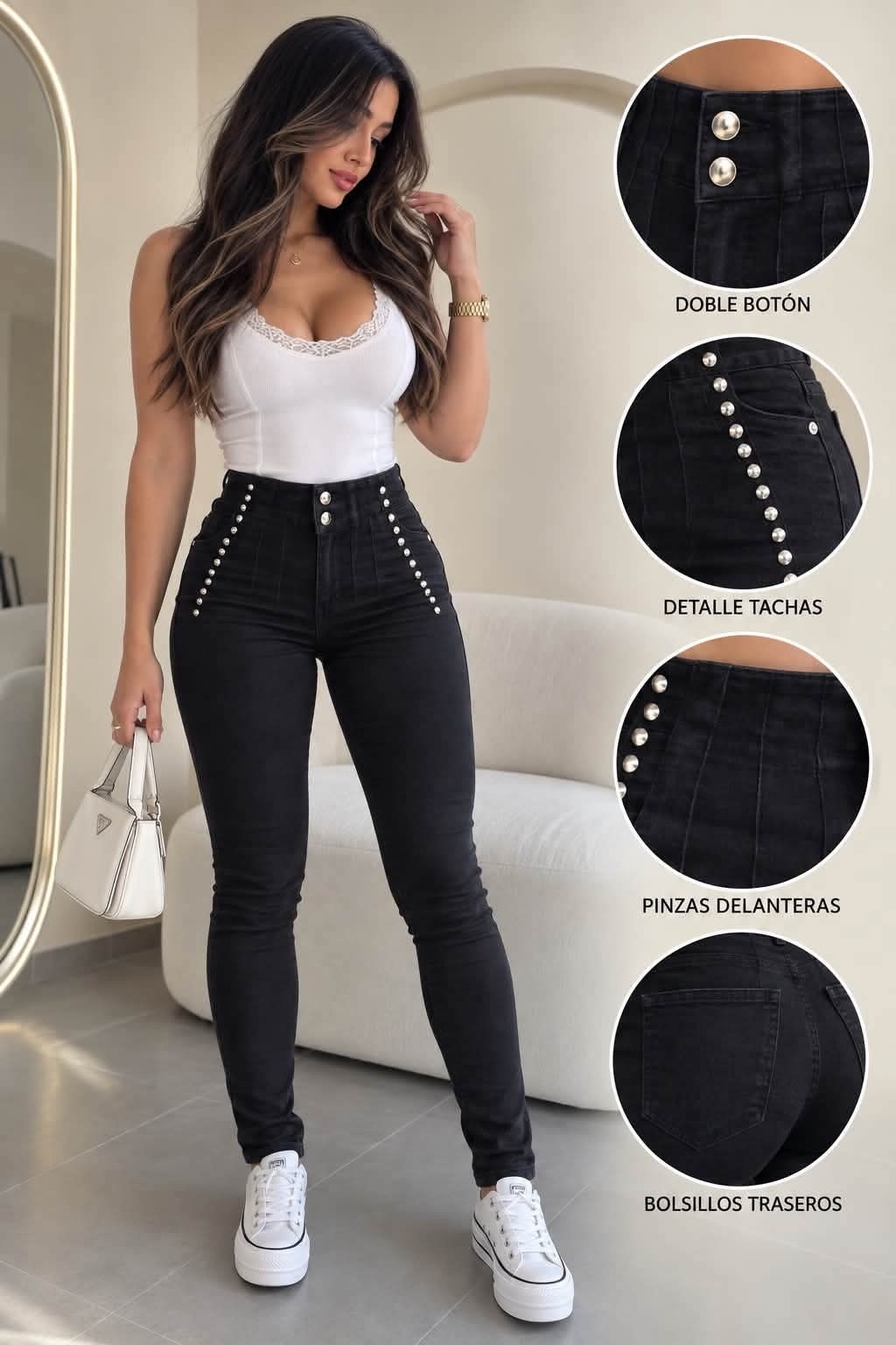 Pantalón Skinny Tacha Elastizado(leer Descripción) - Imagen 2