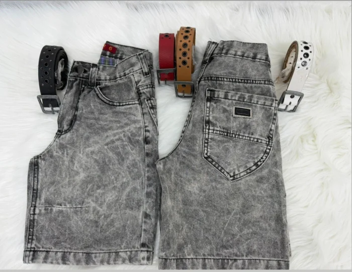 Bermuda Baggy Mom con Pinza Gris