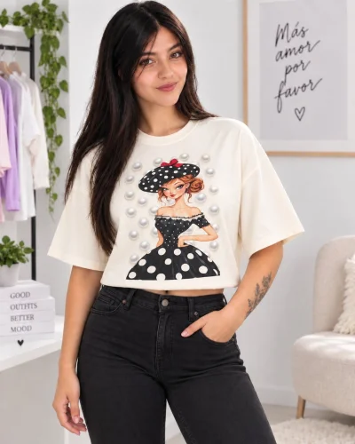 Crop Top Oversize Estampado