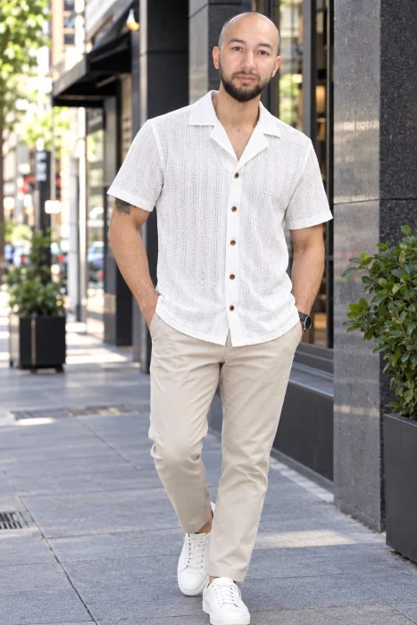 Camisas Crochet Cuello Cubano