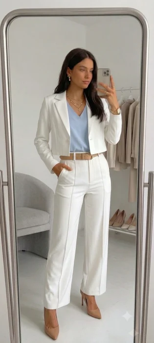 Conjunto Sastrero Blazer Corto con Pantalón con Linea