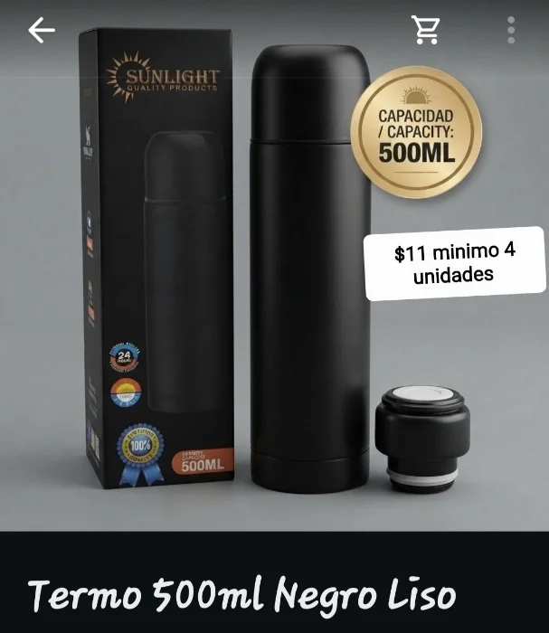 Termo 500 Ml Negro Liso