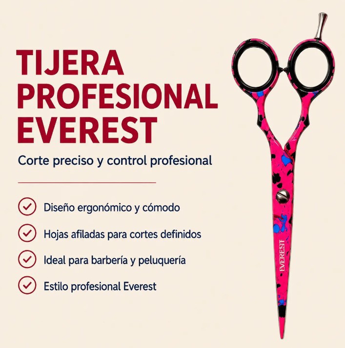 Everest Rosa Fluo Tijera Profesional Microdentada 6" - Imagen 3