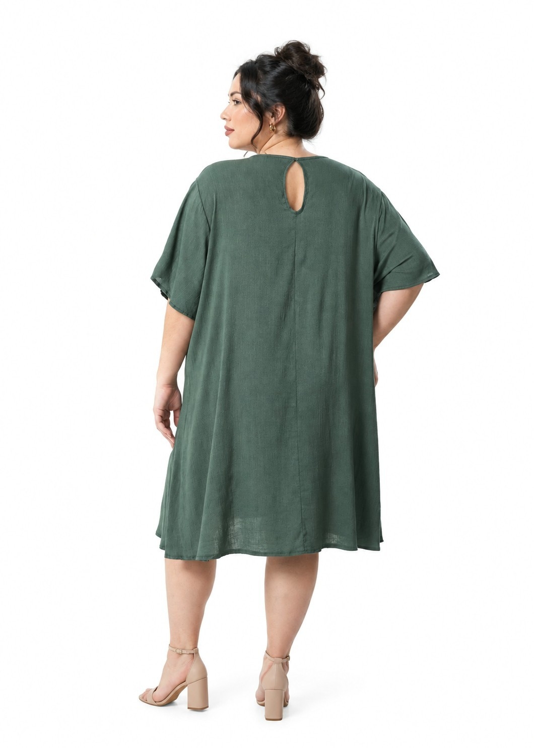 Vestido de Lino con Gota y Mangas Abiertas - Imagen 2