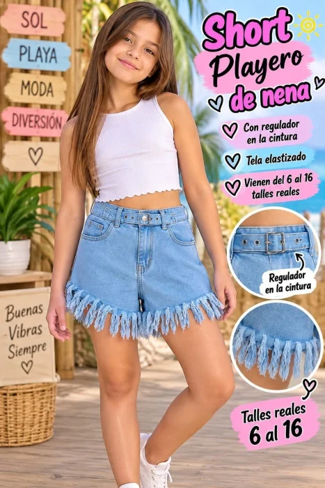 Short Nena Playero con Regulador 6 al 16