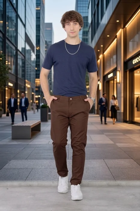 Pantalon Corte Chino de Gabardina