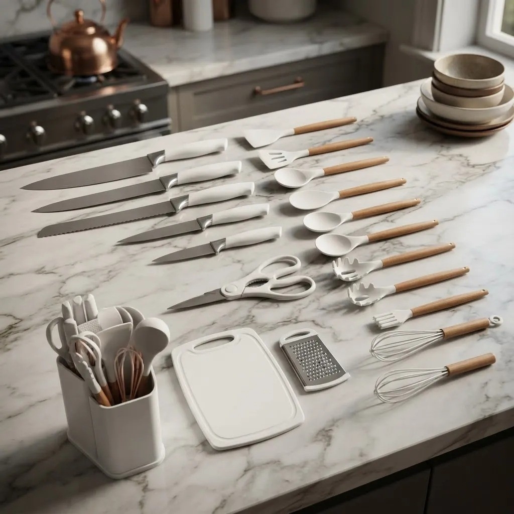 Set Utensilios 19 Piezas Silicona Antiadherente Mango Madera - Imagen 5