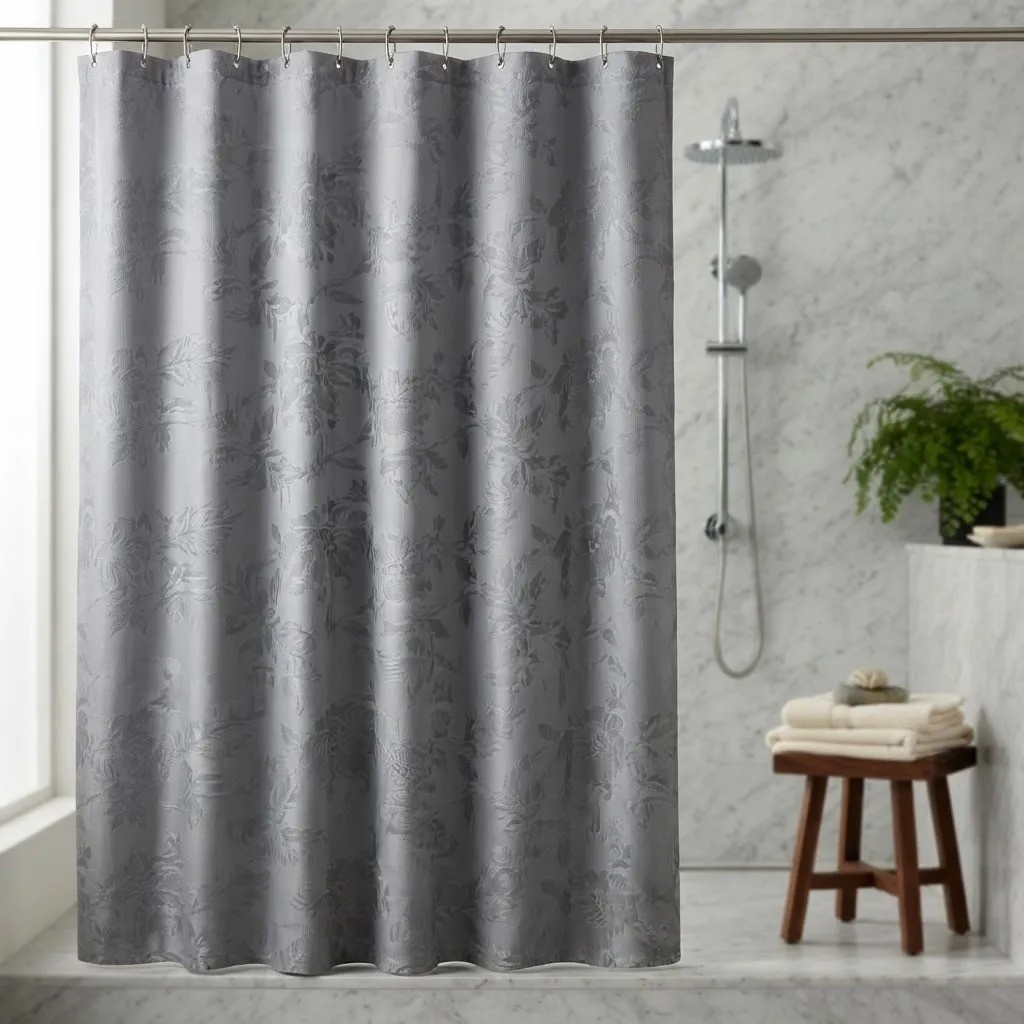 Cortina de Baño Impermeable con Relieve 180x180cm Ganchos - Imagen 8