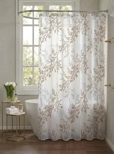 Cortina de Baño Peva Impermeable 180x180cm Ganchos