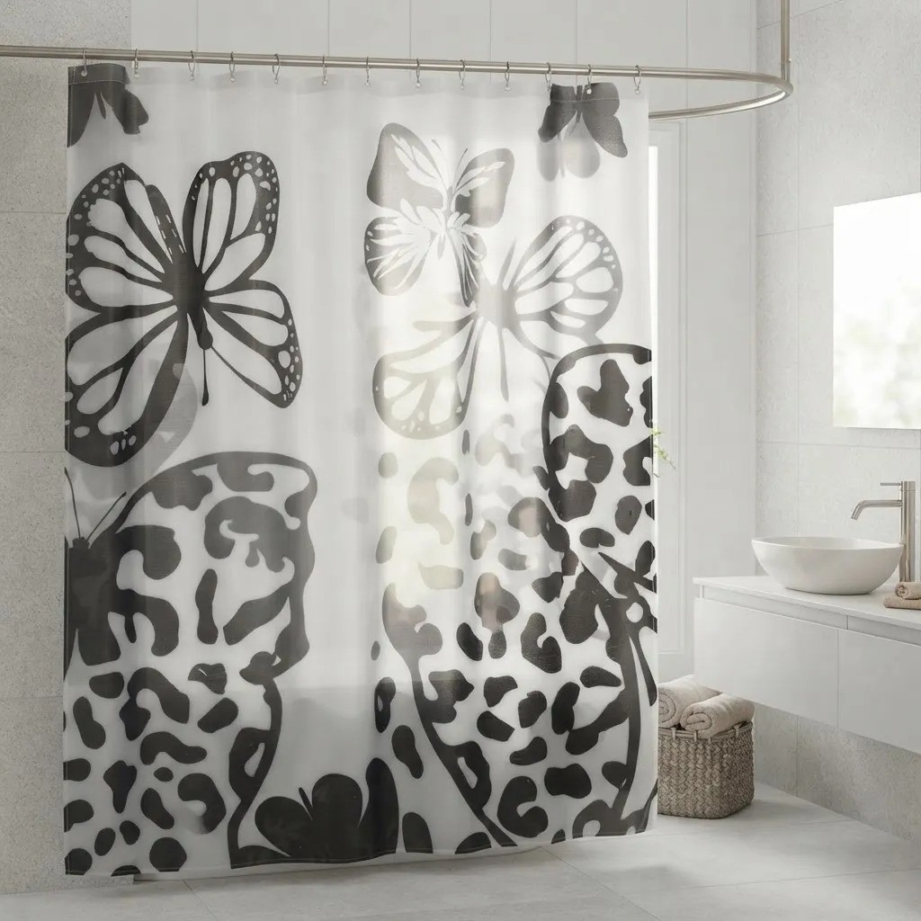 Cortina de Baño Peva Impermeable 180x180cm Ganchos - Imagen 2