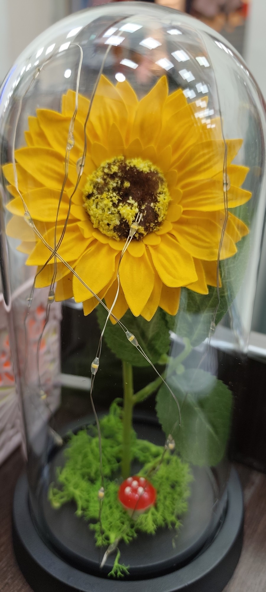 Girasol/flores Amarillas en Capsula C/luz " Día de la Madre" - Imagen 2