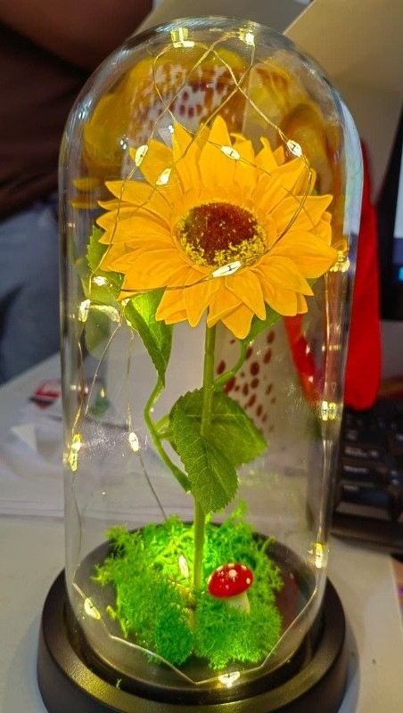 Girasol/flores Amarillas en Capsula C/luz " Día de la Madre" - Imagen 3