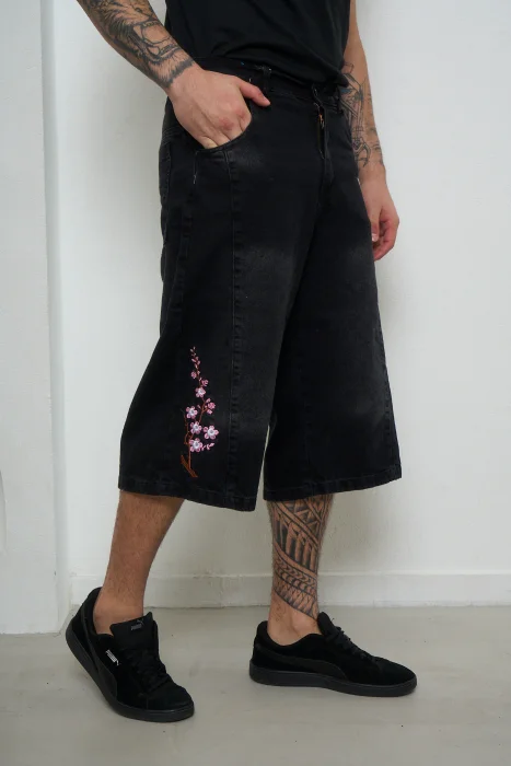 Bermuda Jean Baggy Bordada