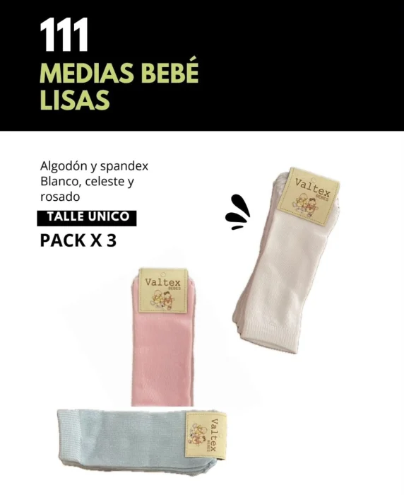 Media Bebe Valtex  Pack X3 Lisas