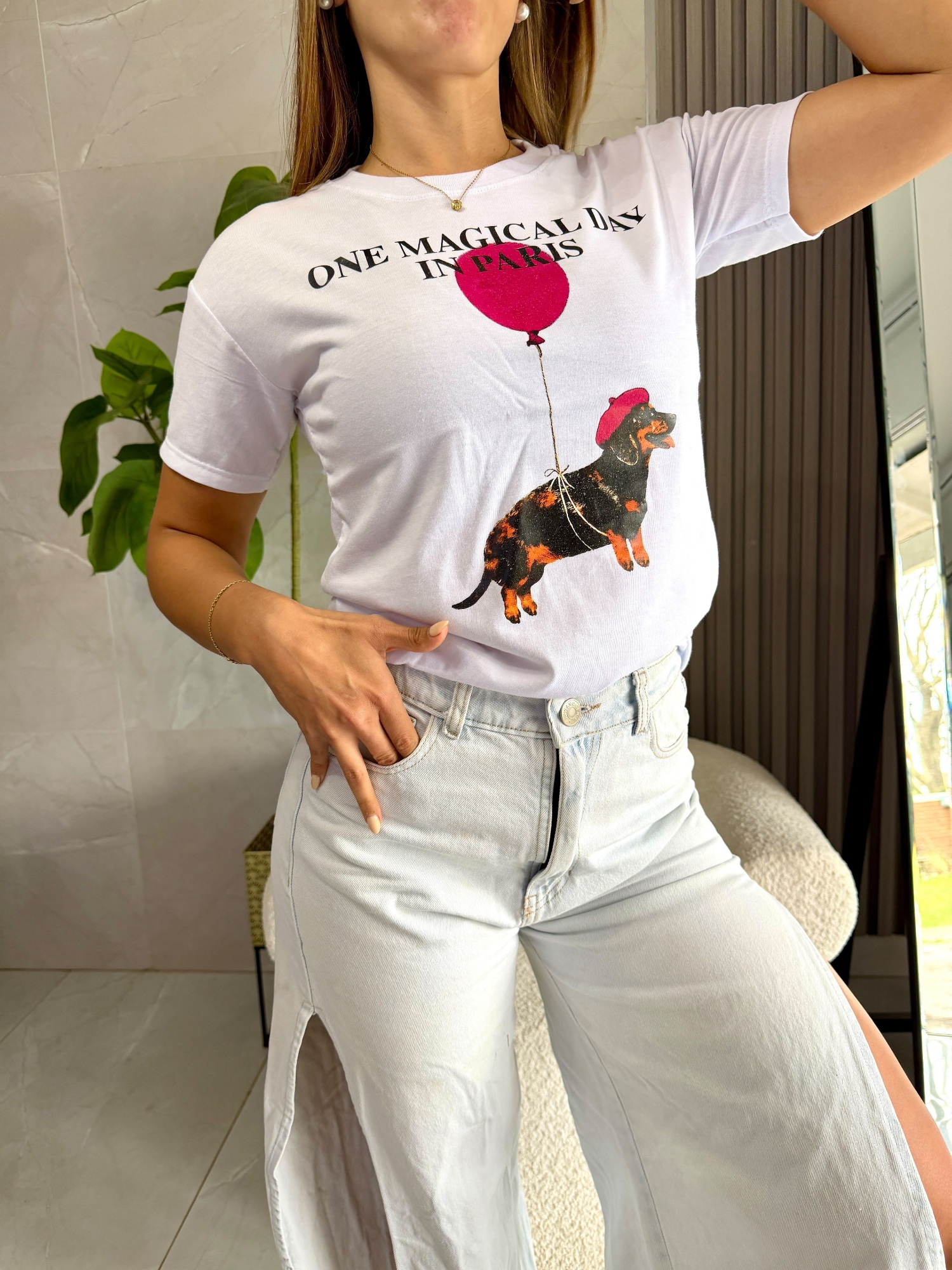 Remera Glitter Perrito Paris - Imagen 3