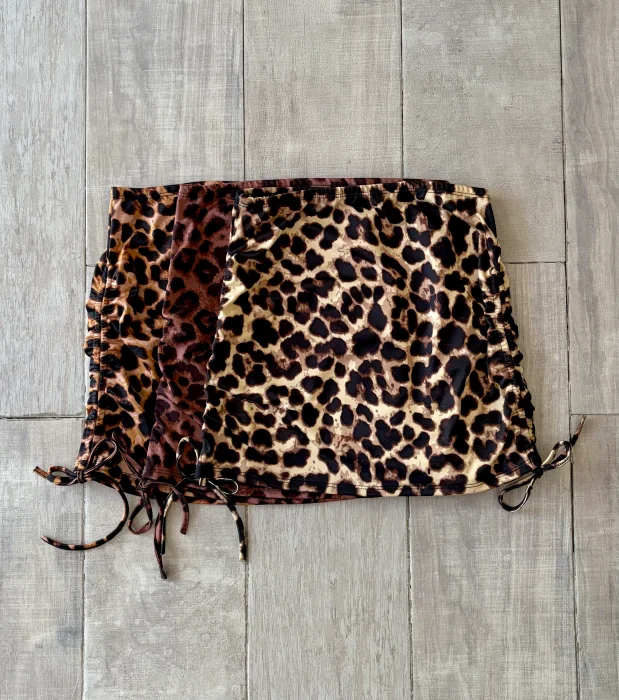 Pollera Doble Frunce Animal Print Microfibra