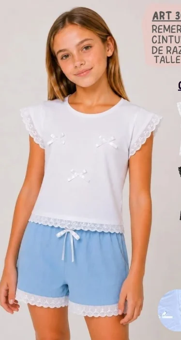 Remera con Brodery y Moños