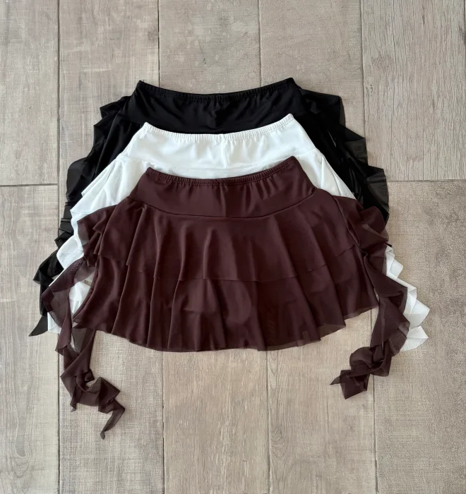 Short Pollera Lisa Tul Volados
