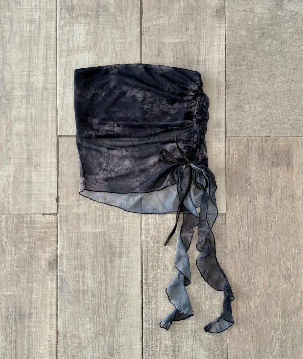 Strapless Tul Estampado Doble Tela