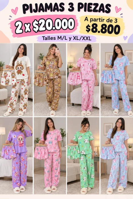 Pijama de Dama Importado 3 Piezas