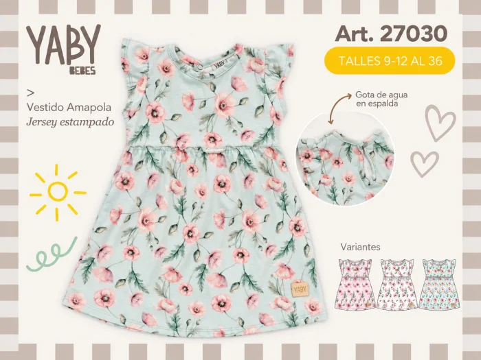 Vestido Algodon Estampado Yaby T.(9-12/12-18/24/36 Meses) Art.27030