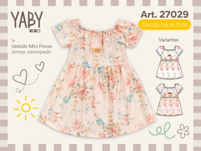 Vestido Algodon Estampado Yaby T.(3-6/6-9/9-12/12-18 Meses) Art.27029