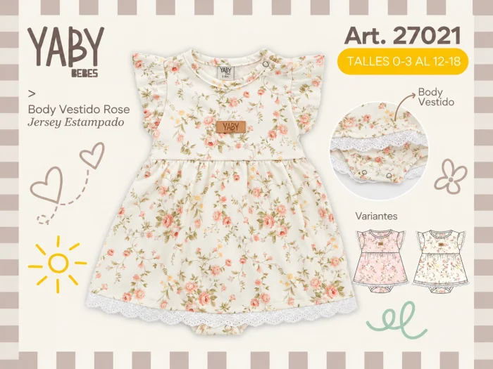 Body Vestido Estampado Yaby T.(0-3/3-6/6-9/9-12/12-18 Meses) Art.27021