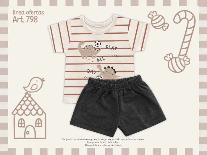 Conjunto (remera y Short)algodon Dreams T.(1 al 5)(hasta 3 Años Aprox) Art.798