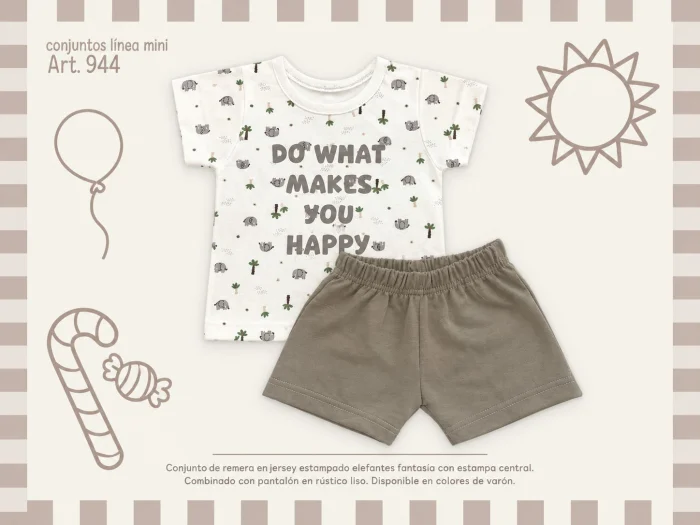 Conjunto (remera y Short) Algodon Mini Dreams T.(6-9-12-18 Meses) Art.944