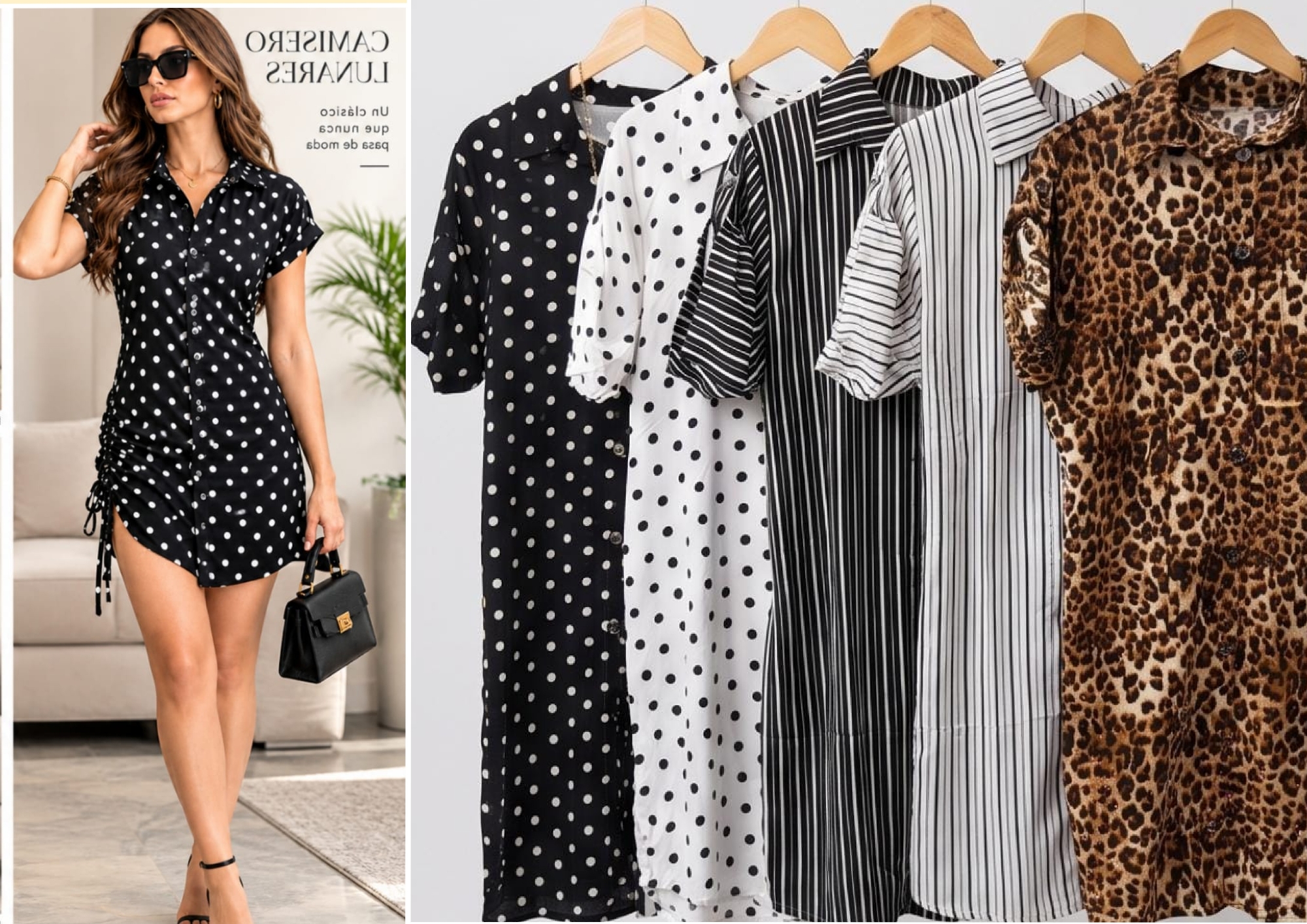Camisa Vestido Rayado con Frunce Lateral Regulable - Imagen 4
